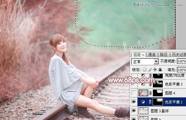 Photoshop调出铁轨美女梦幻柔色效果