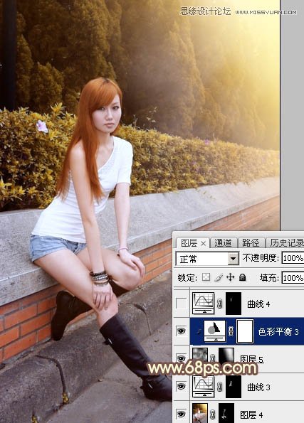 Photoshop给街边美女照片添加逆光效果