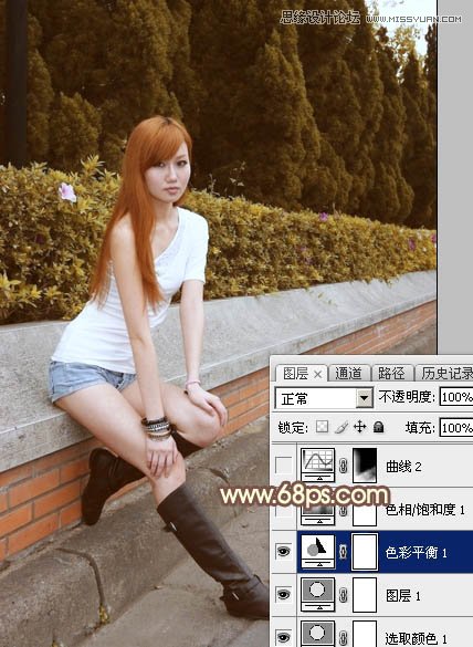 Photoshop给街边美女照片添加逆光效果