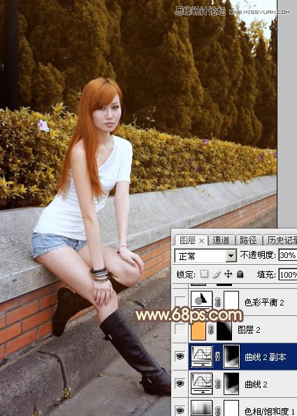 Photoshop给街边美女照片添加逆光效果