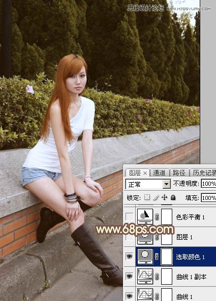 Photoshop给街边美女照片添加逆光效果