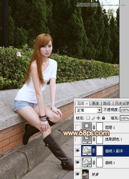 Photoshop给街边美女照片添加逆光效果