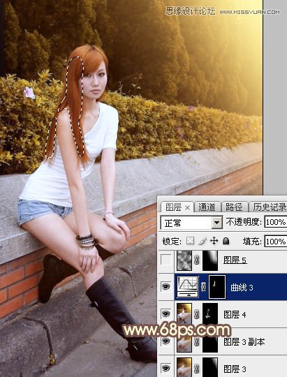 Photoshop给街边美女照片添加逆光效果