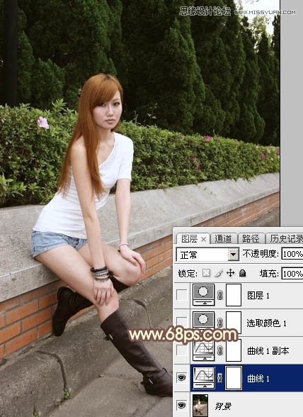 Photoshop给街边美女照片添加逆光效果