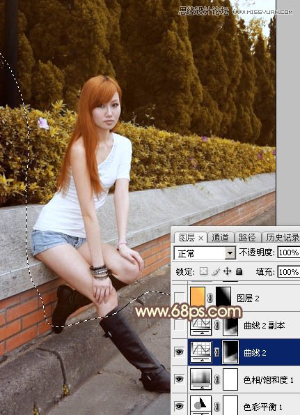 Photoshop给街边美女照片添加逆光效果