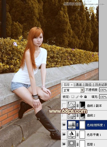 Photoshop给街边美女照片添加逆光效果