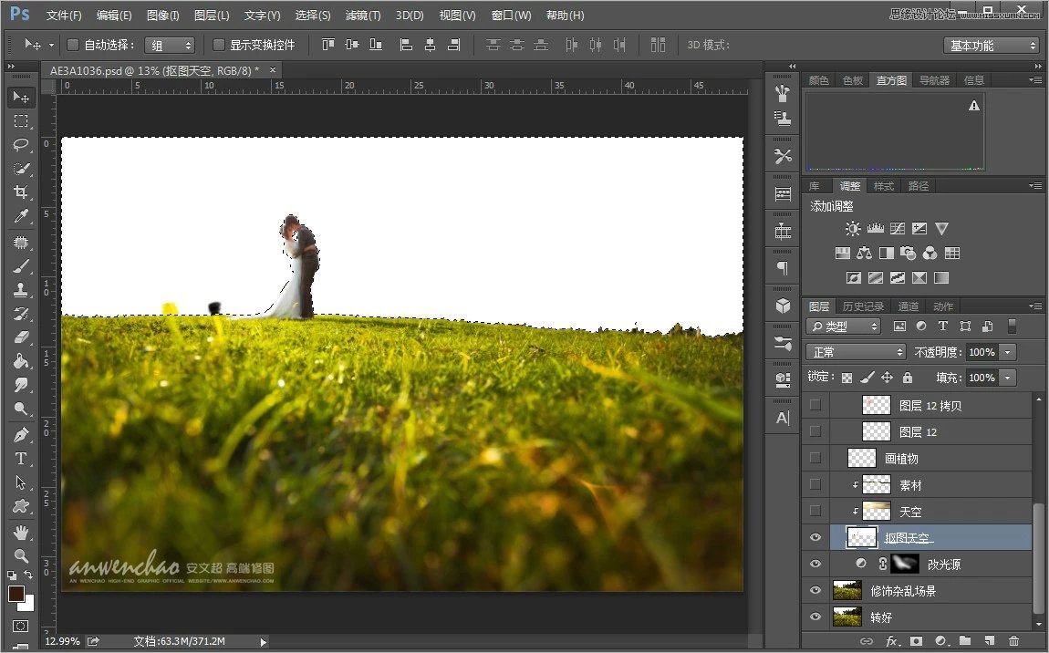 Photoshop调出小清新的外景婚片效果图