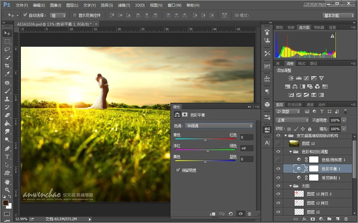 Photoshop调出小清新的外景婚片效果图
