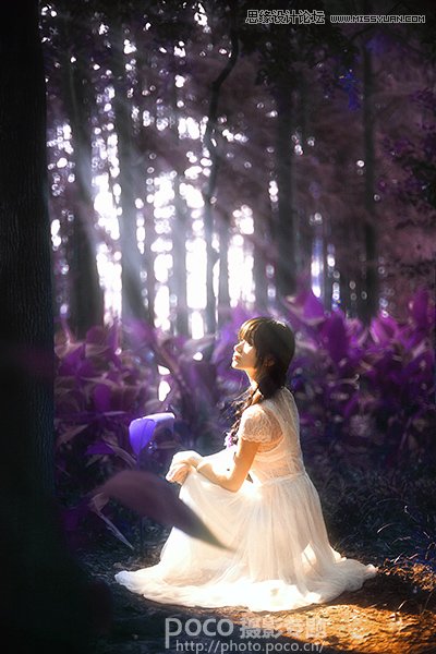 Photoshop调出梦幻风格的森林公主场景图