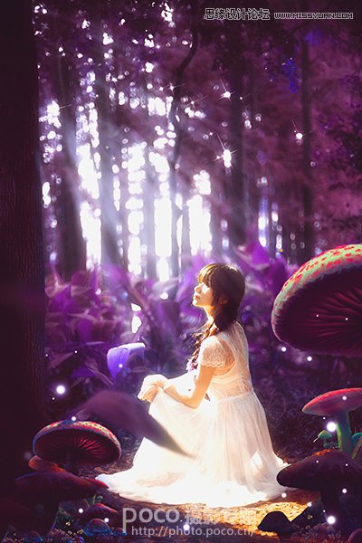 Photoshop调出梦幻风格的森林公主场景图