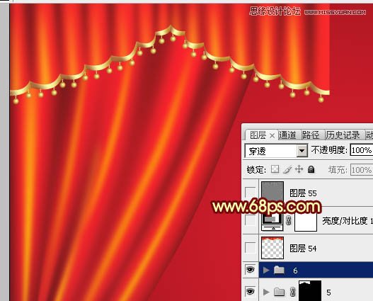Photoshop绘制红色喜庆的帷幕效果