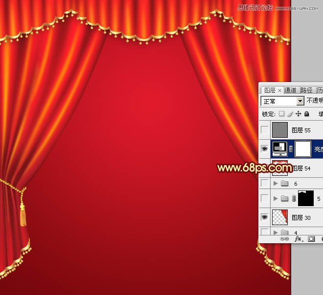Photoshop绘制红色喜庆的帷幕效果