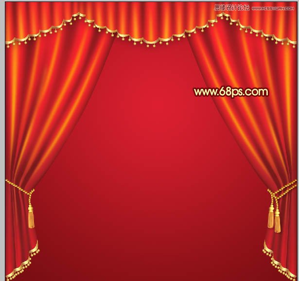 Photoshop绘制红色喜庆的帷幕效果