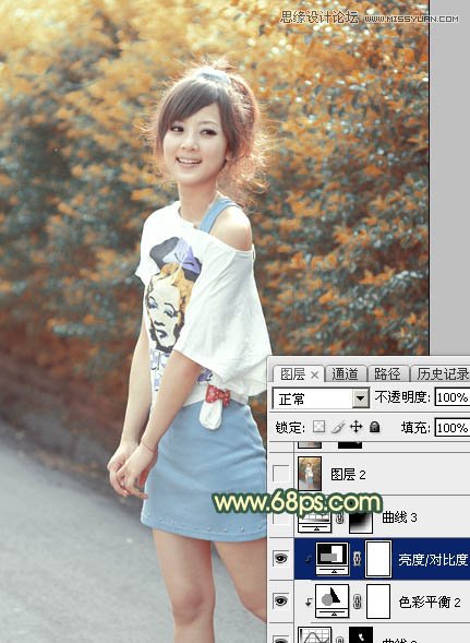 Photoshop调出果子美女照片秋季黄色调