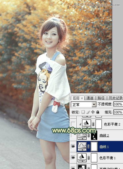 Photoshop调出果子美女照片秋季黄色调