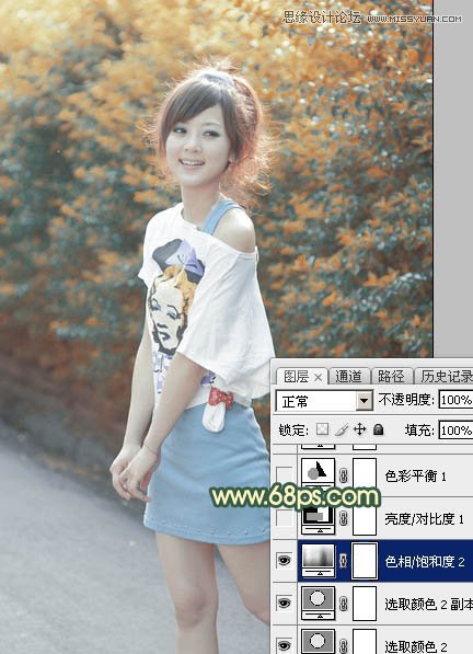 Photoshop调出果子美女照片秋季黄色调