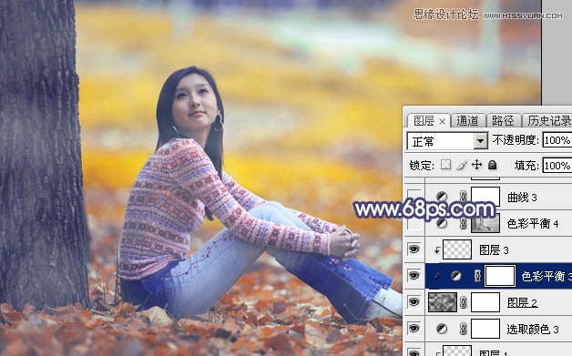 Photoshop调出美女照片秋季橙黄色调