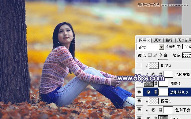 Photoshop调出美女照片秋季橙黄色调