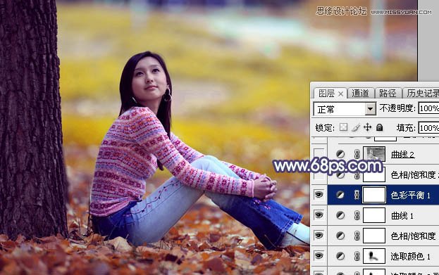 Photoshop调出美女照片秋季橙黄色调