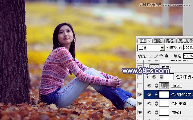 Photoshop调出美女照片秋季橙黄色调