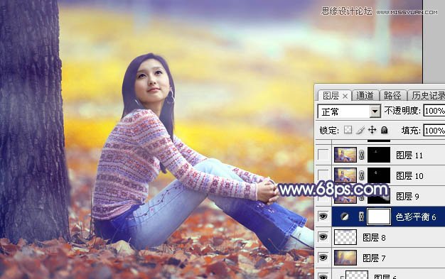 Photoshop调出美女照片秋季橙黄色调