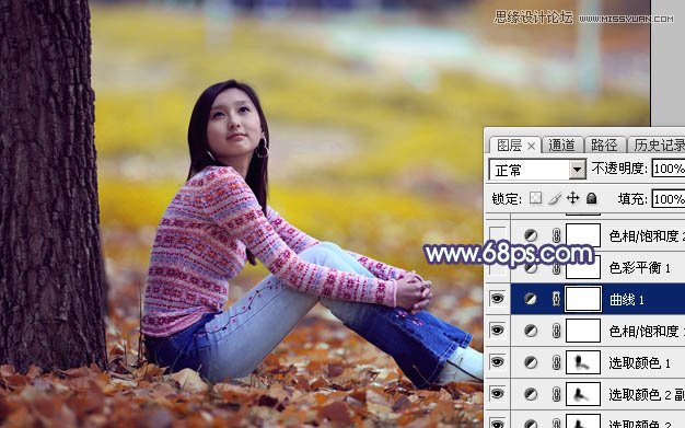 Photoshop调出美女照片秋季橙黄色调