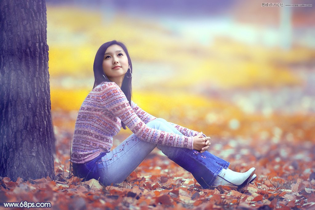 Photoshop调出美女照片秋季橙黄色调