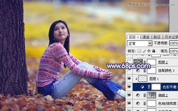 Photoshop调出美女照片秋季橙黄色调