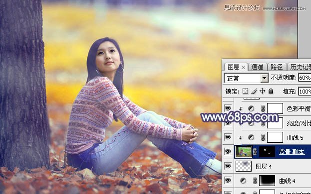 Photoshop调出美女照片秋季橙黄色调