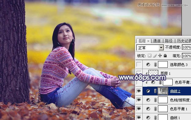 Photoshop调出美女照片秋季橙黄色调