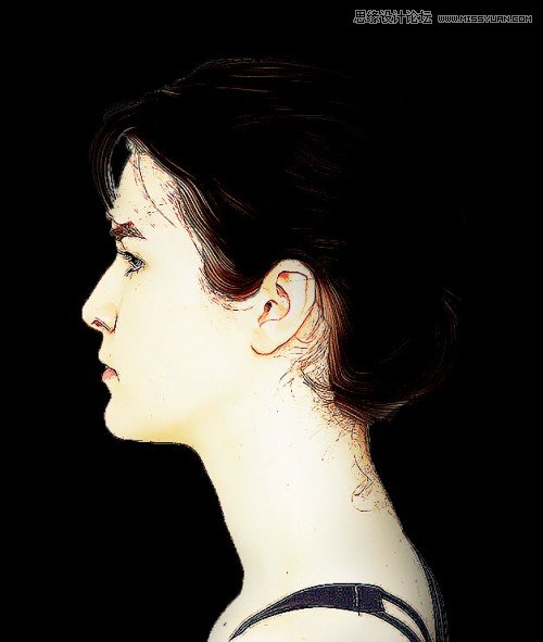 Photoshop使用滤镜和画笔制作人像插画效果