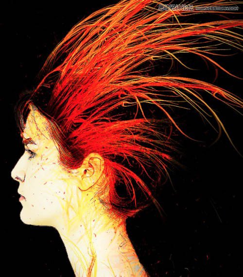 Photoshop使用滤镜和画笔制作人像插画效果