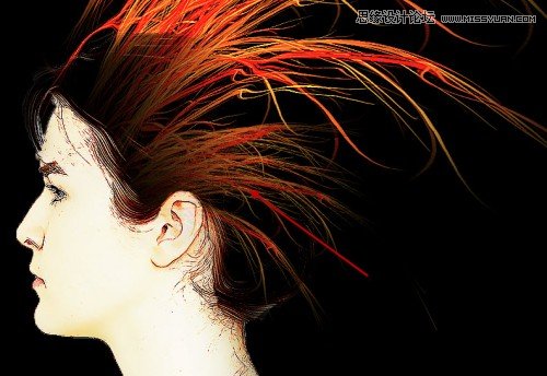 Photoshop使用滤镜和画笔制作人像插画效果