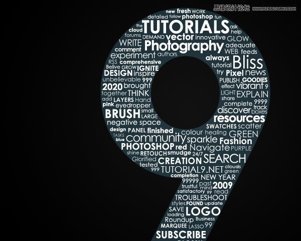 Photoshop制作英文字体组成的绚丽艺术字