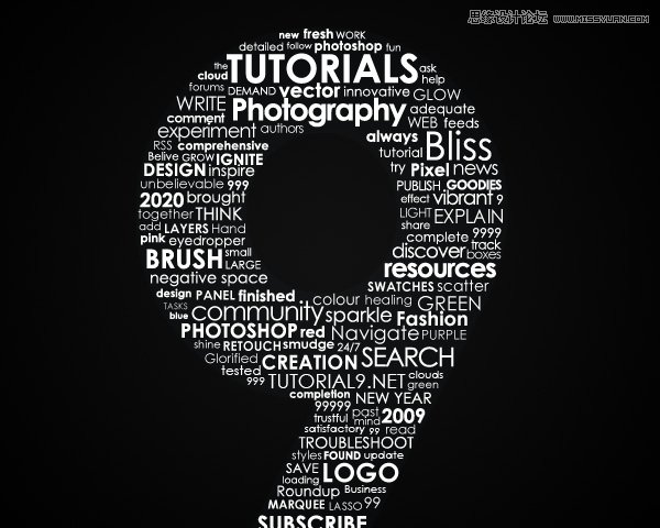 Photoshop制作英文字体组成的绚丽艺术字