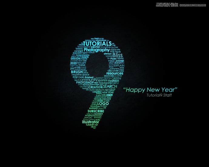 Photoshop制作英文字体组成的绚丽艺术字