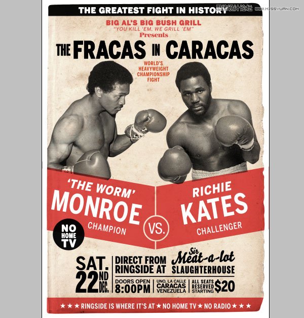 Photoshop设计复古风格的拳击海报