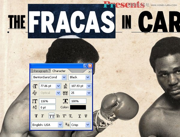 Photoshop设计复古风格的拳击海报