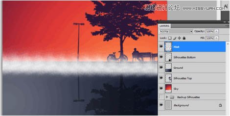 Photoshop设计剪影风格颓废海报效果