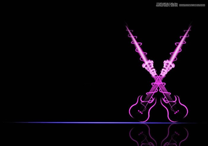 Photoshop设计绚丽的光线吉他壁纸效果