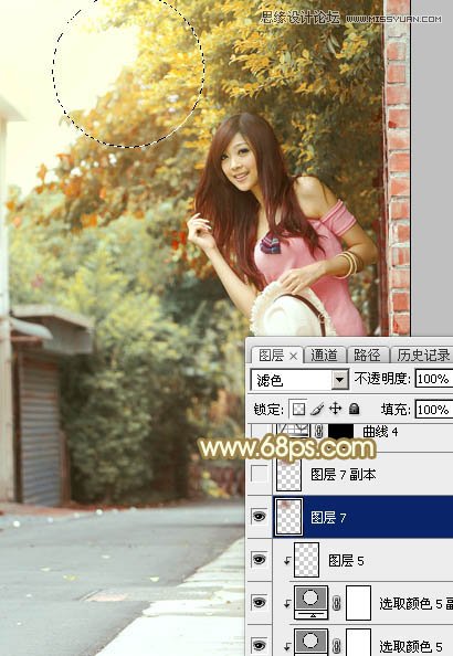 Photoshop调出外景清纯女孩秋季淡黄色调