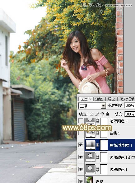 Photoshop调出外景清纯女孩秋季淡黄色调