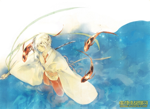 Photoshop制作动漫的花间戏龟成签教程