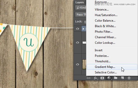 Photoshop设计简单的印花三角旗效果图