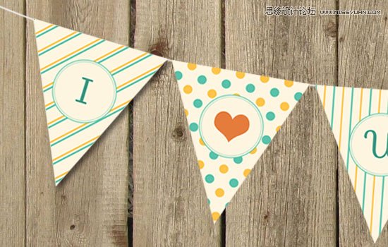 Photoshop设计简单的印花三角旗效果图