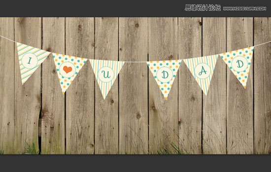 Photoshop设计简单的印花三角旗效果图