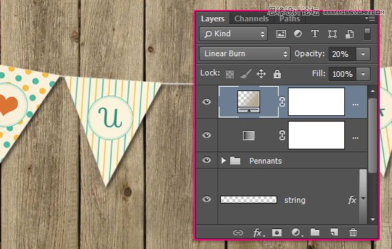 Photoshop设计简单的印花三角旗效果图
