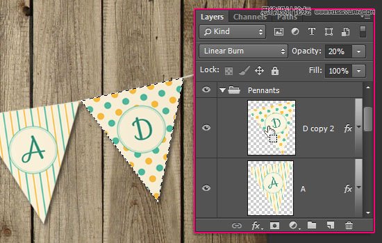 Photoshop设计简单的印花三角旗效果图