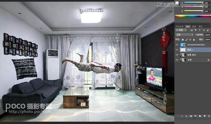 Photoshop合成创意的水滴房间特效