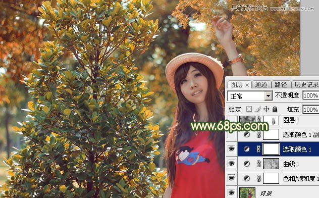 Photoshop调出可爱女孩秋季暖黄色调